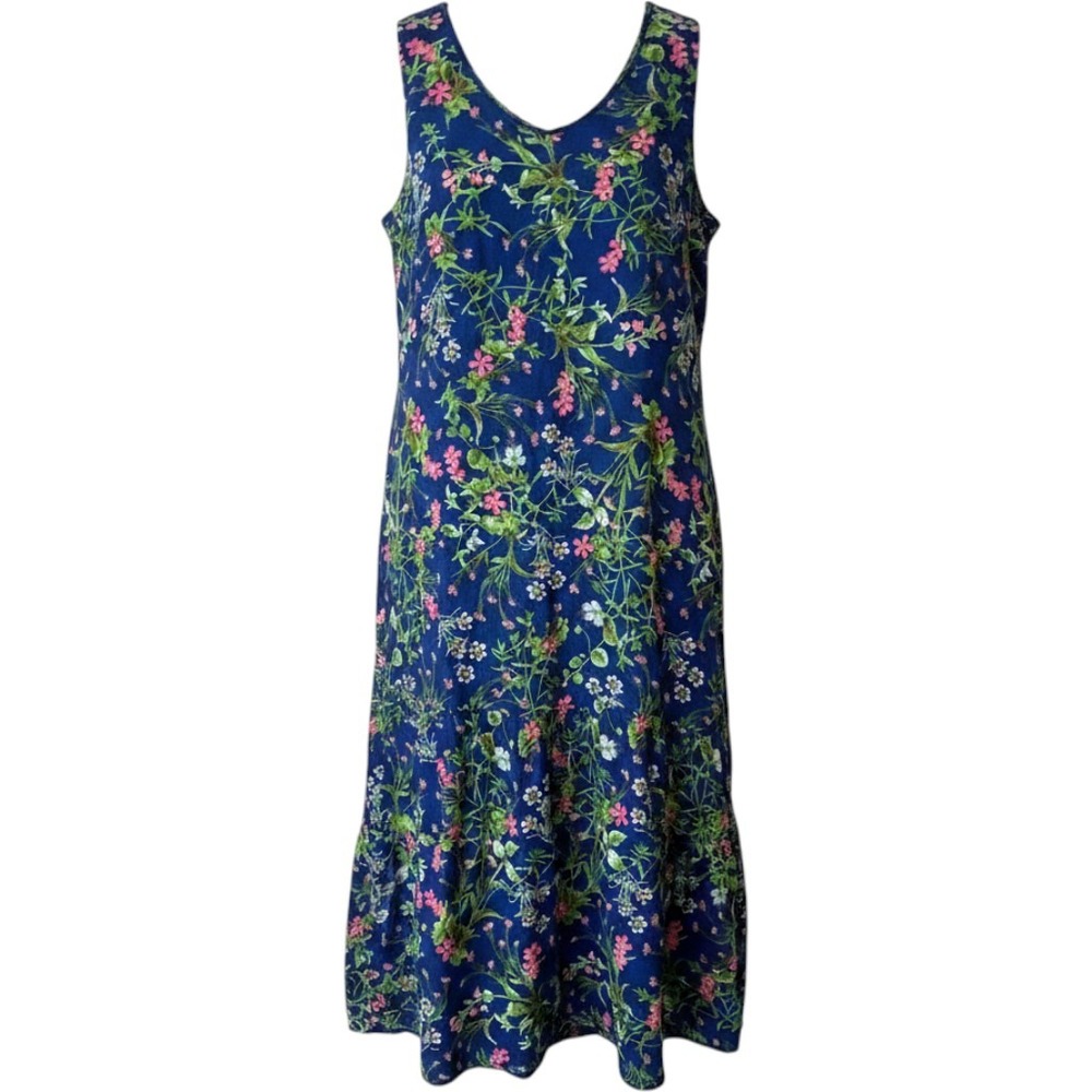 C Wonder Sheer Floral Maxi Dress Womens 28WP Blue Sleeveless Tiered‎ Lined Party